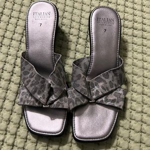 Silver animal print sandals